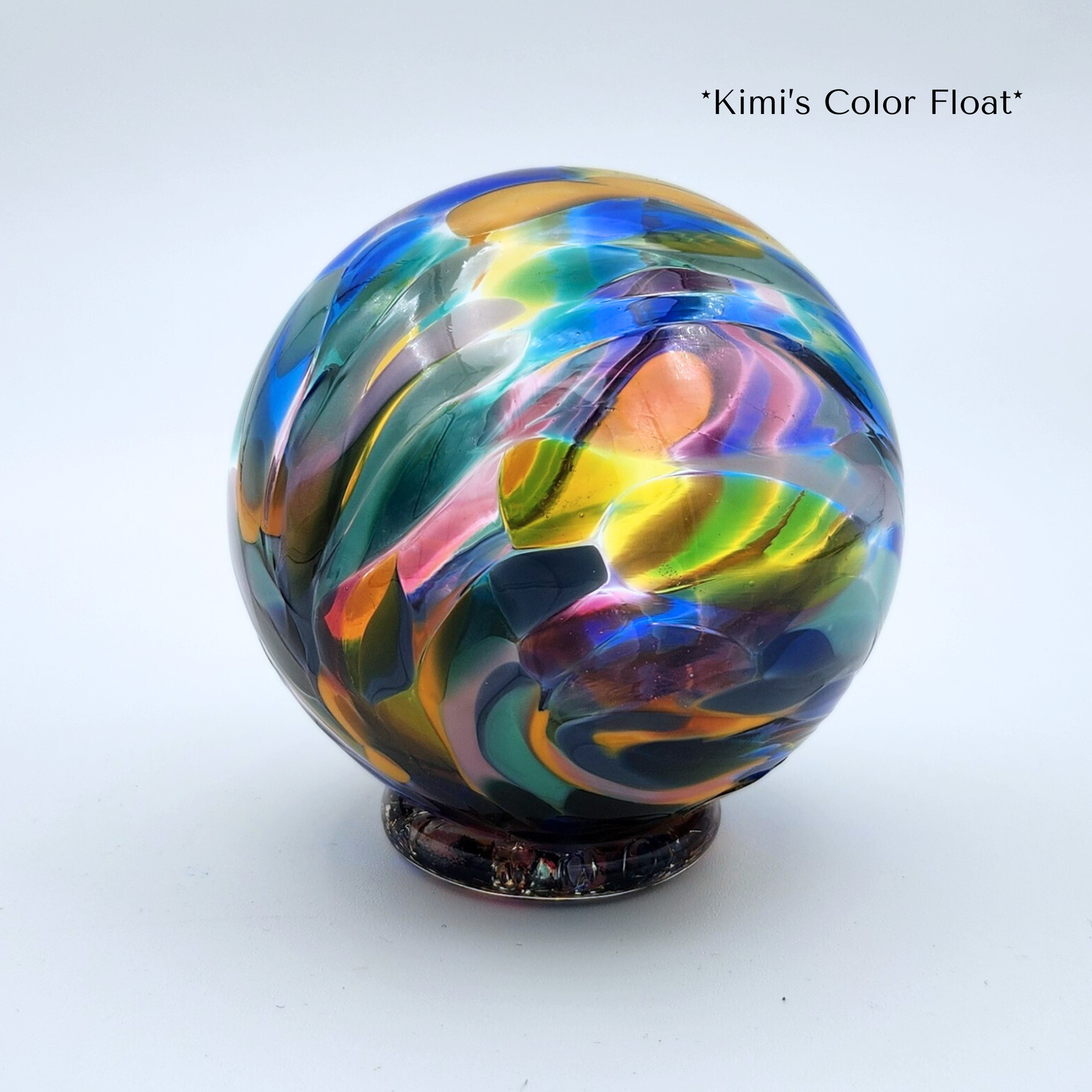 Kimi's Glass Float – Handblown Ornament in Blue, Yellow, Pink, Teal & Green