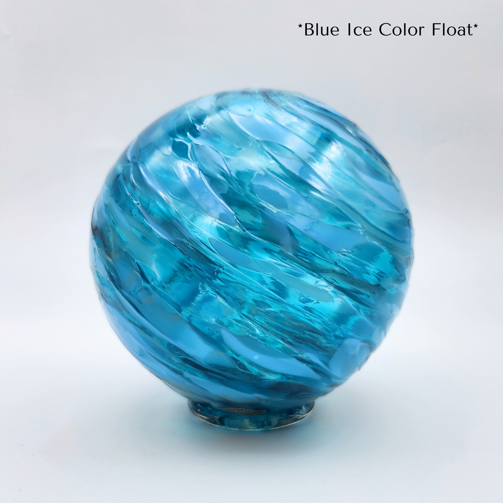 Blue Ice Glass Float – Handblown Ornament in Blue, and Light Blue