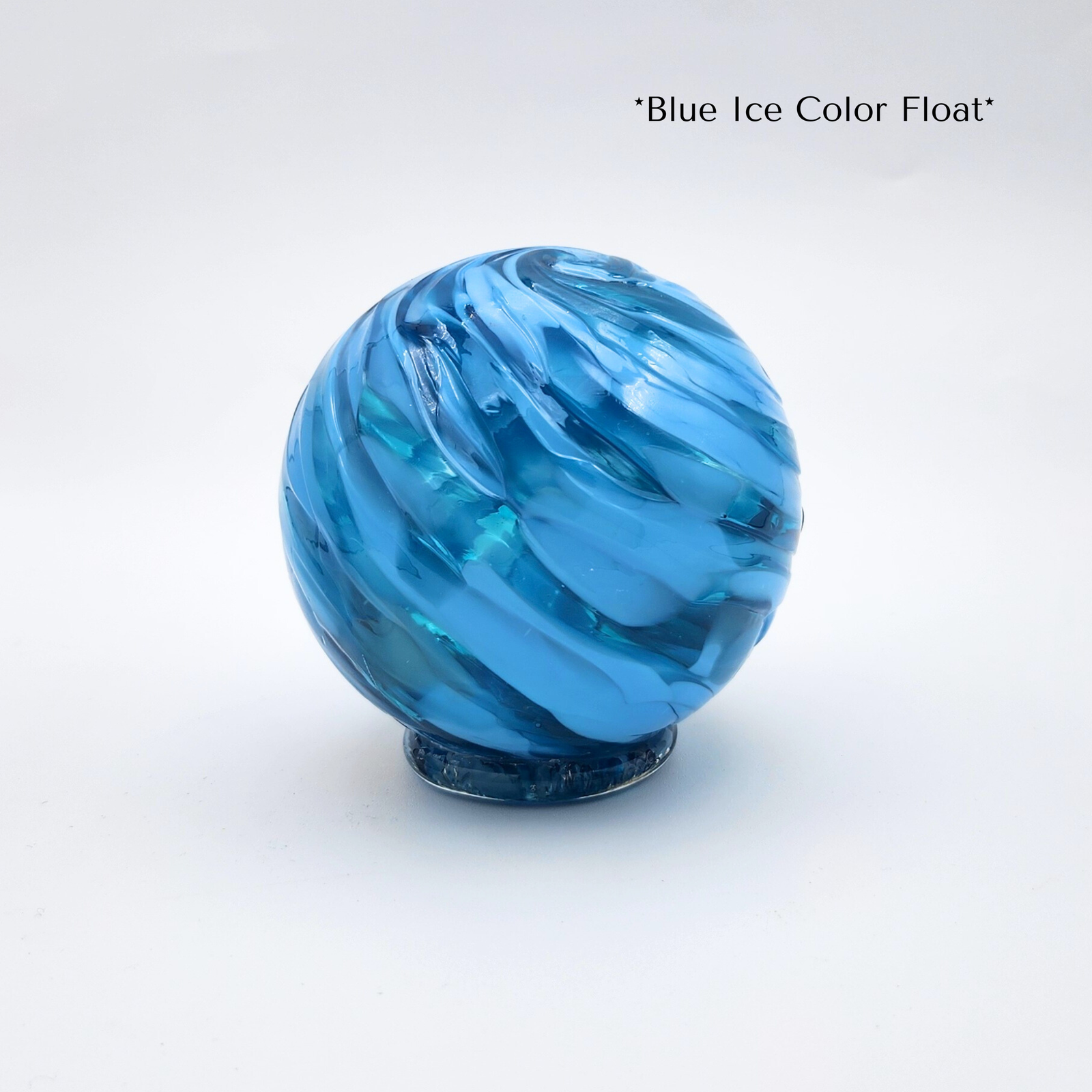 Blue Ice Glass Float – Handblown Ornament in Blue, and Light Blue