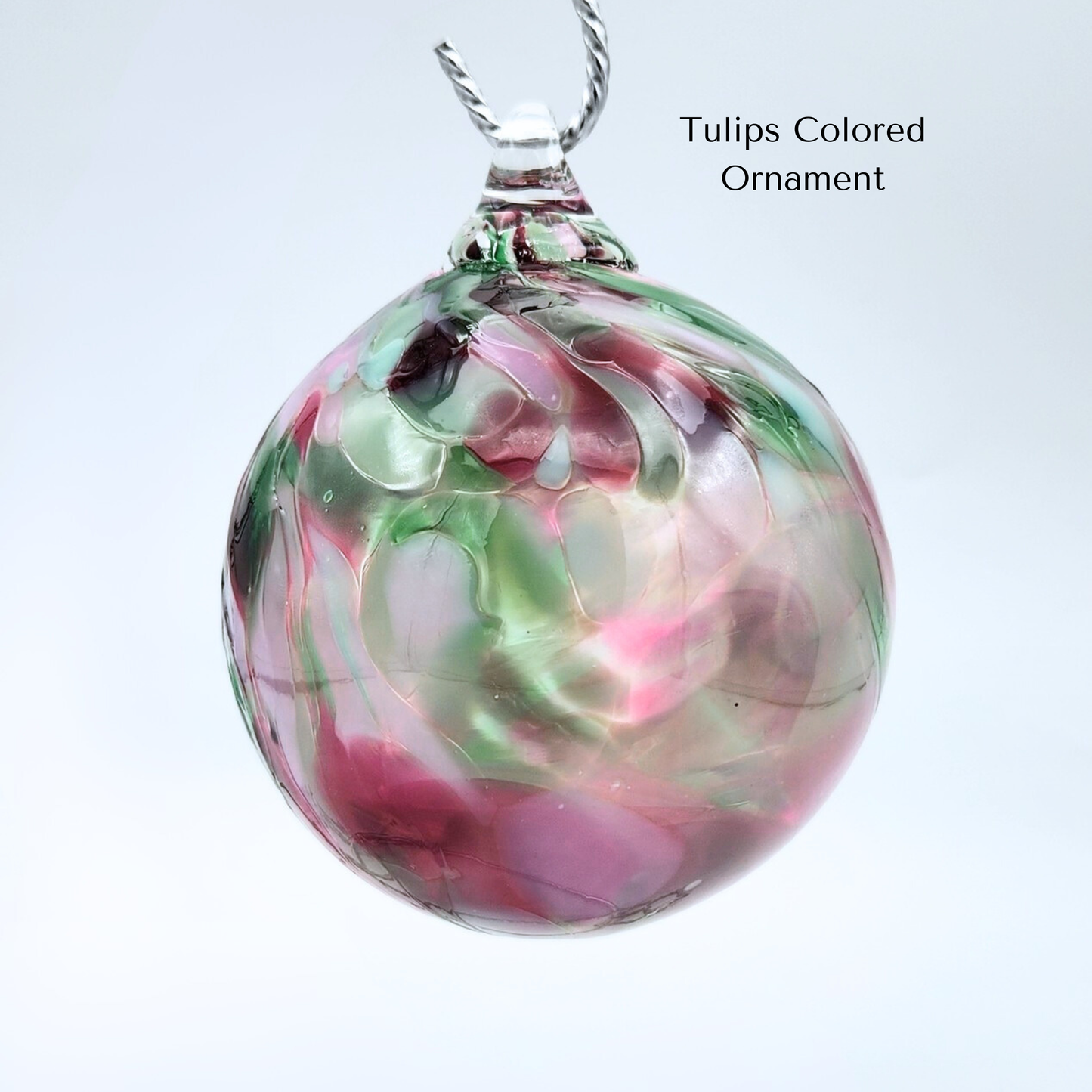 Tulips Mix Glass Float – Handblown Ornament in Pinks and Greens