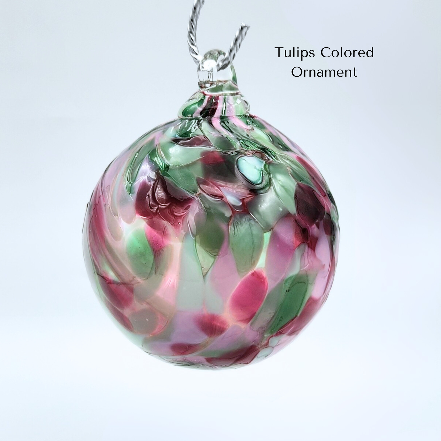 Tulips Mix Glass Float – Handblown Ornament in Pinks and Greens