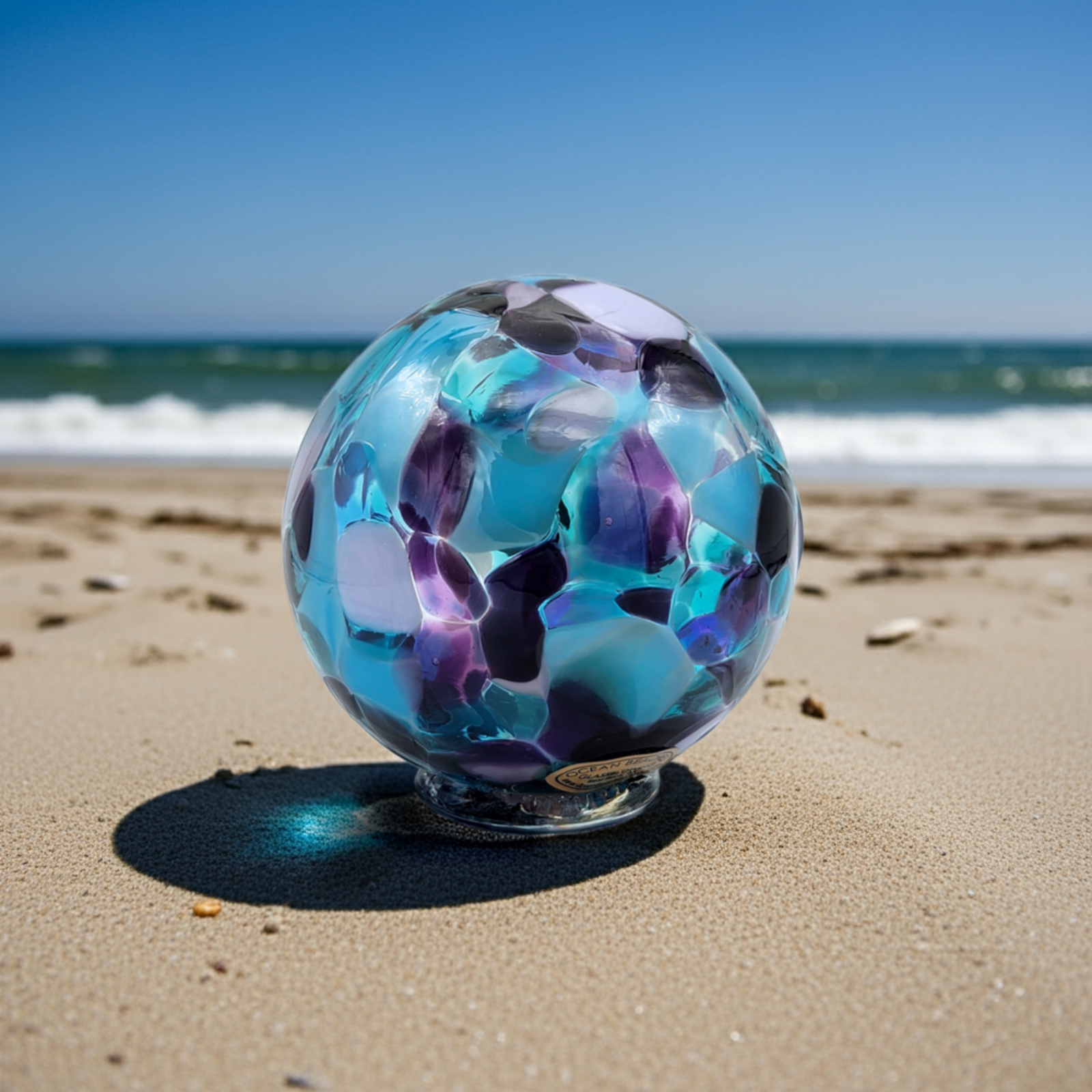 Martha’s Mix Glass Float – Handblown Purple & Teal Ornament