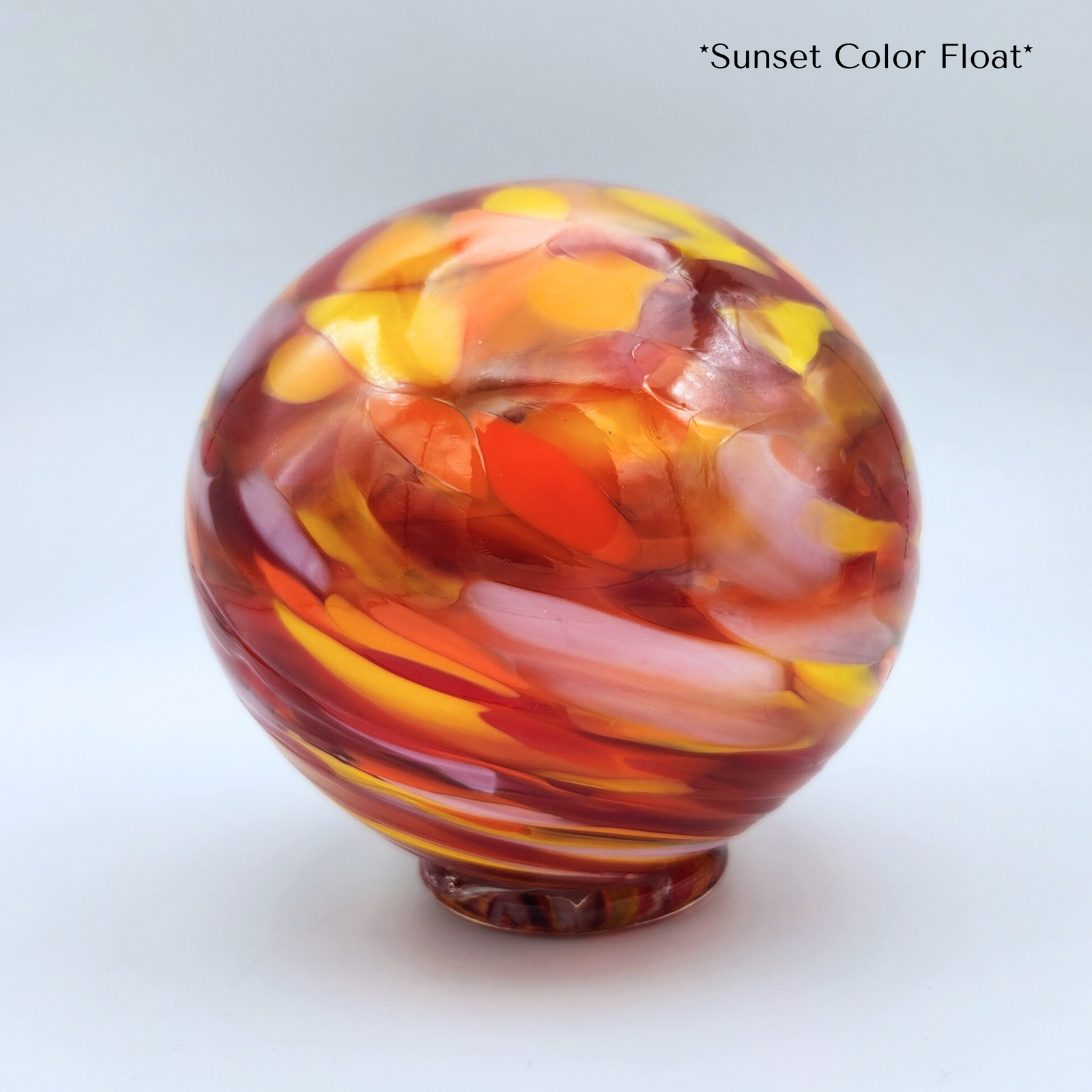 Sunset Mix Glass Float – Handblown Red, Yellow, Pink & Purple Ornament