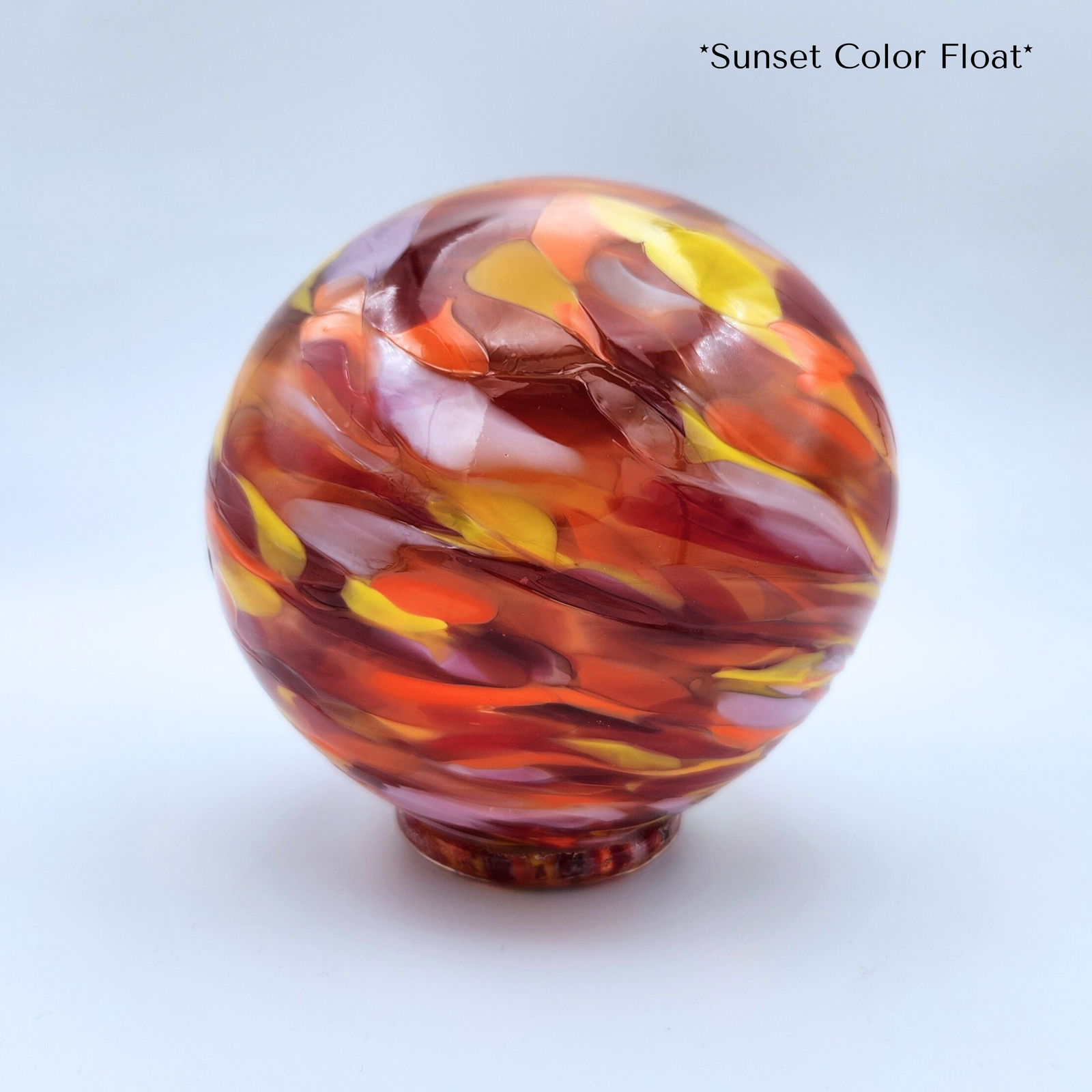 Sunset Mix Glass Float – Handblown Red, Yellow, Pink & Purple Ornament