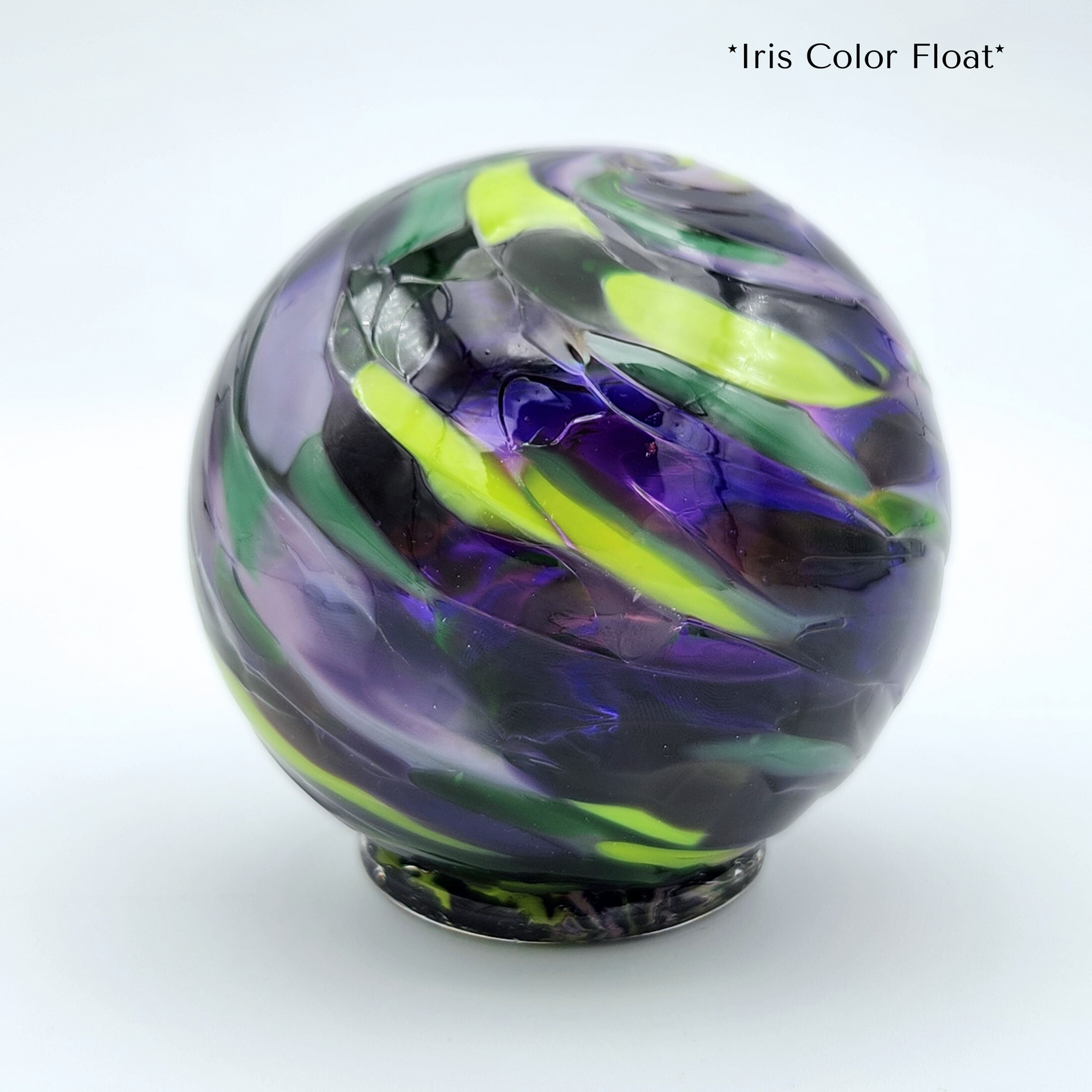 Iris Glass Float – Handblown Purple & Green Ornament
