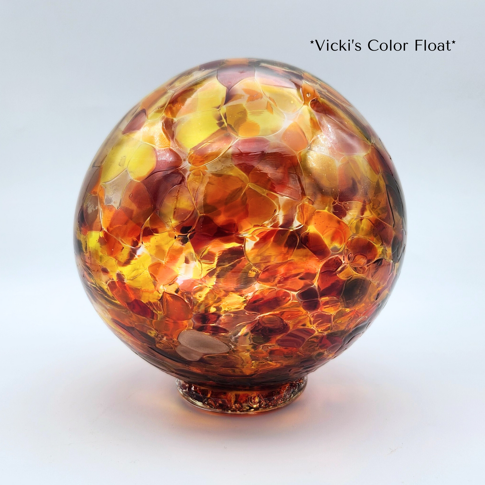 Vicki's Glass Float – Fall Handblown Ornament in Orange, Red, & Gold