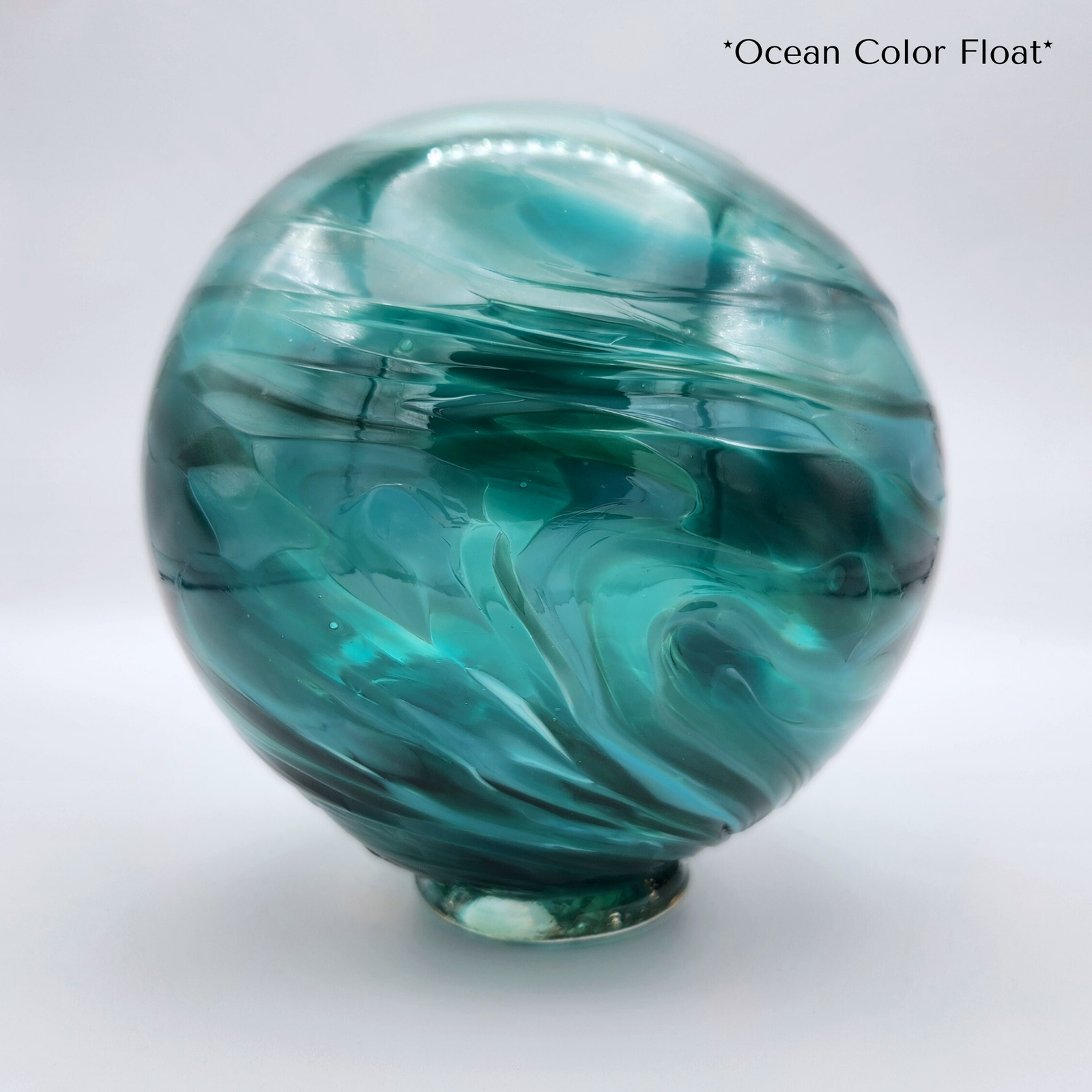 Ocean Glass Float – Handblown Ornament in Blues & Teals