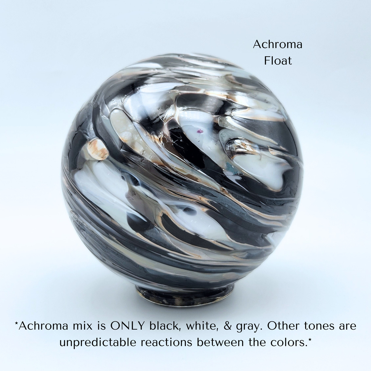 Achroma Glass Float – Handblown Ornament in White, Grays, and Black