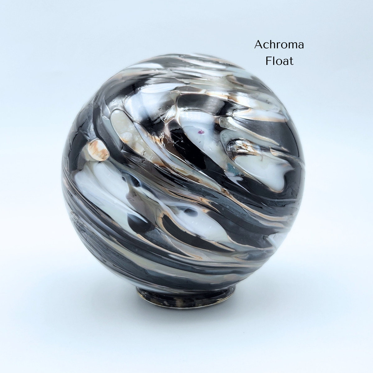 Achroma Glass Float – Handblown Ornament in White, Grays, and Black