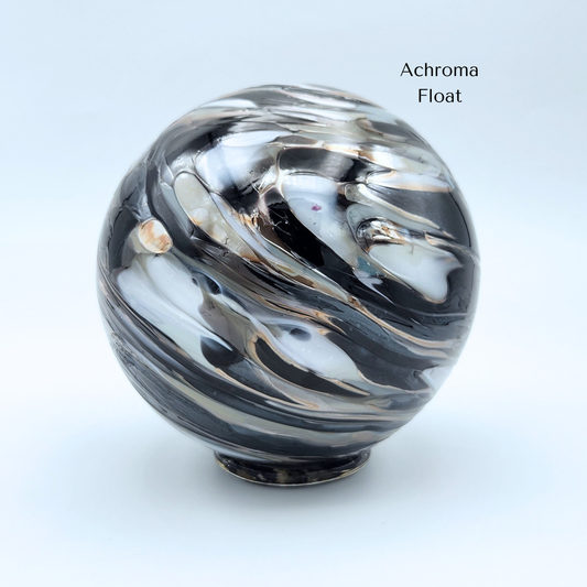 Achroma Glass Float – Handblown Ornament in White, Grays, and Black